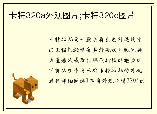 卡特320a外观图片;卡特320e图片